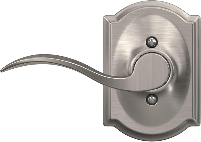 Schlage F10 ACC 619 CAM Accent Door Lever with Camelot Trim, Hall & Closet Passage Lock, Satin Nickel
