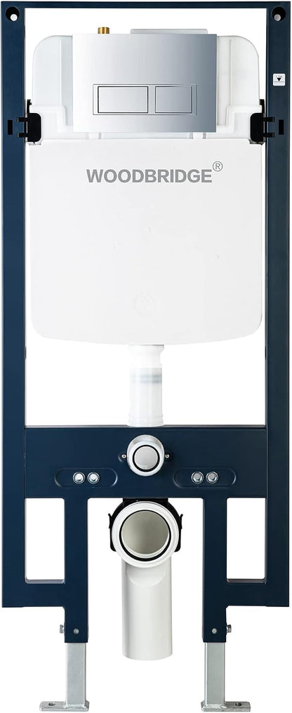 WOODBRIDGE In-Wall Toilet Tank with Polished Chrome Actuator Plate, 0.8 GPF/1.60 GPF Dual Flush,Carrier System for 2 x 4 stud installation, WHTA001
