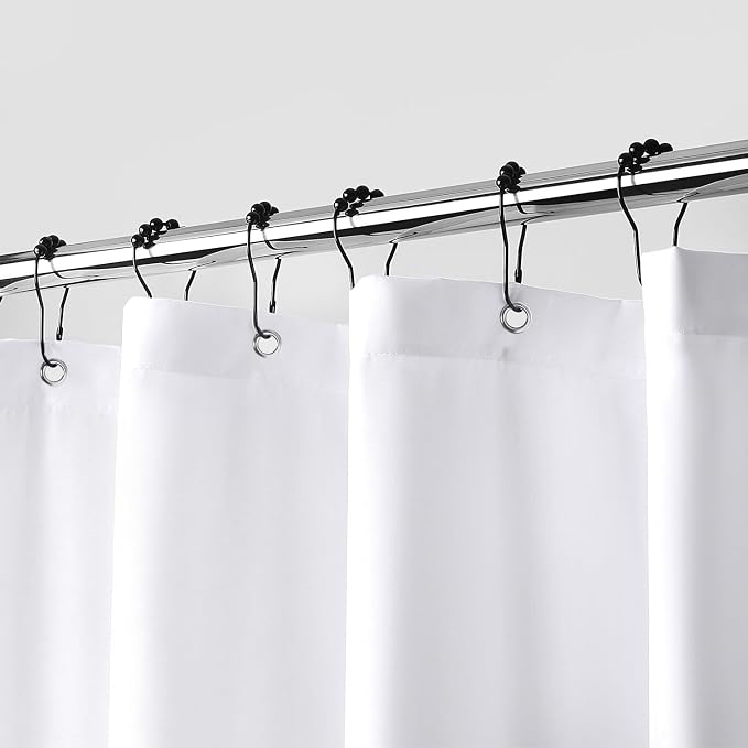 downluxe Waterproof Fabric Shower Curtain Liner, Soft Cloth Shower Liner with Magnets, Machine Washable & Hotel Quality Bathroom Curtain, 72" W x 66" L, White