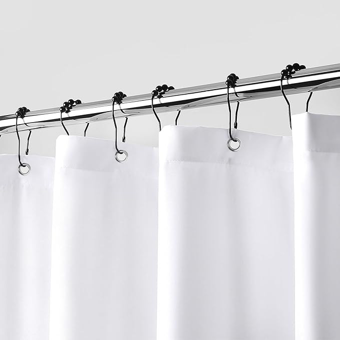 downluxe Waterproof Fabric Shower Curtain Liner, Soft Cloth Shower Liner with Magnets, Machine Washable & Hotel Quality Bathroom Curtain, 36" W x 72" L, White