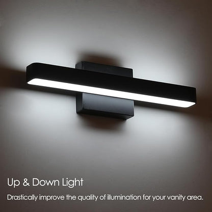 LED Modern Bathroom Vanity Light Fixtures (16-Inch, Cool White 6000K), Modern Acrylic Bathroom Wall Lighting Fixtures for Bathroom Over Mirror, Matte Black