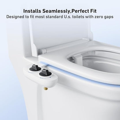 Bidet Attachment for Toilet, Toilet Bidet with Dual Self-Cleaning Nozzles, Rear and Feminine Wash, Adjustable Spray Pressure, Easy Installation, Hygienic Bathroom Accessory, Black