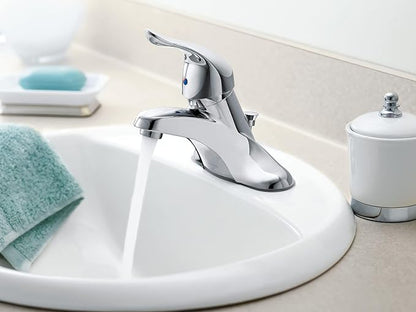Moen L4601 Chateau 4-Inch Centerset Single Handle Low-Arc Bathroom Faucet without Drain Assembly, Chrome