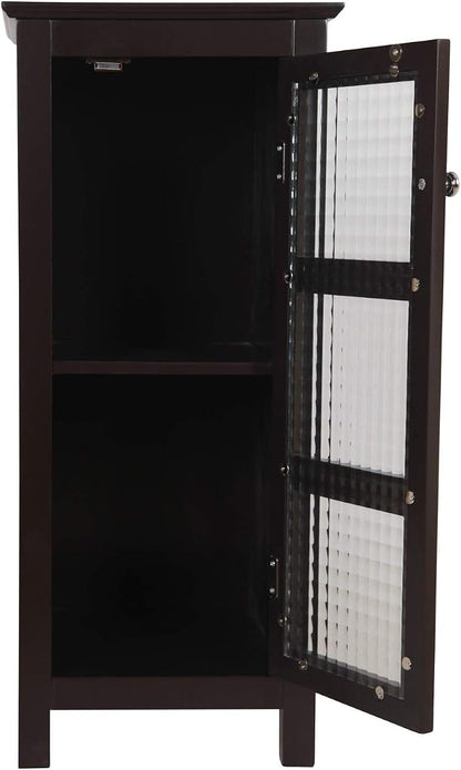 Teamson Home Chesterfield Freestanding Floor Cabinet with Waffle Glass Panel, Espresso