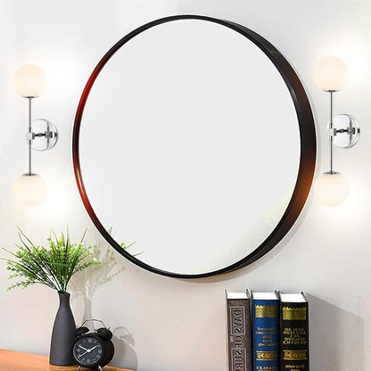 Modern Wall Sconce 2-Lights Industrial Mid Century Bathroom Vanity Wall Light with White Globe Glass Lampshade Brushed Chrome Finished Lighting Fixture (Chrome Color)