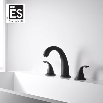sumerain Matte Black Roman Tub Faucet with Valve, 3 Hole Deck Mount Bathtub Faucet High Flow
