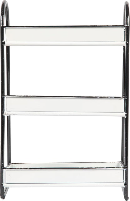 Creative Co-Op Heavily Distressed White 3-Tier Metal Tray with Black Frame & Rim