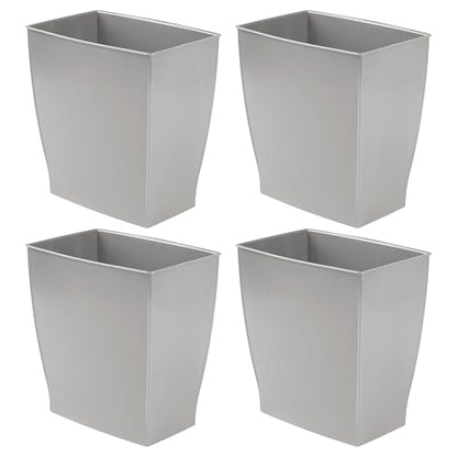 iDesign Small Plastic Bathroom Trash Can, Slim Rectangle, 4-Pack | Garbage Bin