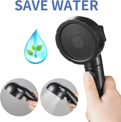 SINGSUO High Pressure Handheld Shower Head with On Off Switch (Black) | Detachable Shower Head, 3 Spray Modes Shower Massager Handheld with Hose and Adjustable Angle Bracket