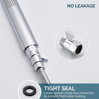 Angle Simple Shower Shut Off Valve, Water Flow Pressure Restrictor, Chrome | Solid Brass Flow Control Reducer for Handheld Shower Head, G 1/2 Water Volume Saver Regulator Valve for Bidet Sprayer