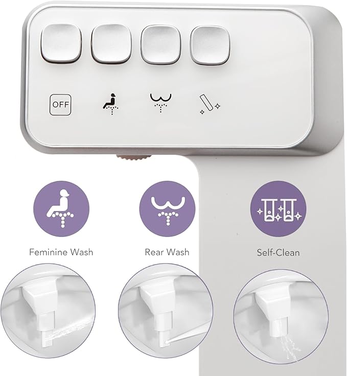 Bidet Attachment for Toilet，Non-Electric Dual Nozzle Hygienic Bidets，Self Cleaning and Adjustable Water Pressure Toilet Bidet for Frontal and Rear Wash（Upgraded PE Hose）