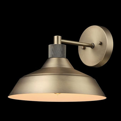 GLOBE Electric 44841 Sutton Outdoor Wall Sconce, Matte Brass Light Fixture, Front Porch Light or Outdoor Barn Light, Exterior Light Fixture, Textured Socket Detail, Modern Farmhouse Porch Lights, 9''