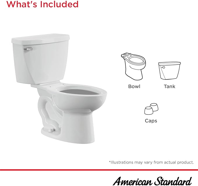 American Standard 2462016.020 Cadet Two-Piece Pressure Assist with 12-in Rough-In Toilet, Elongated Front, 1.6 GPF