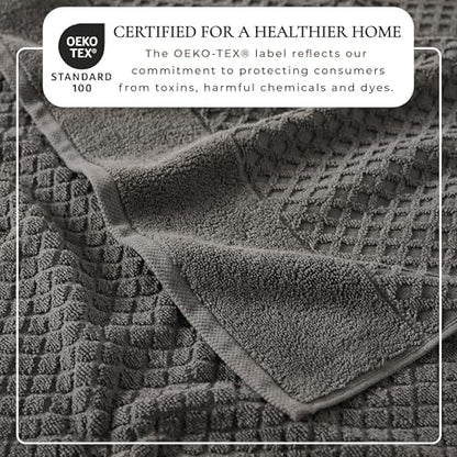 Great Bay Home Hand Towels - 100% Cotton 6 Pack 26x16 Hand Towel Set - Absorbent, Durable, Quick-Dry Towels for Bathroom (Dark Grey)