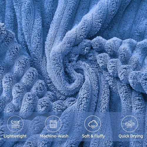 6 Piece Bath Towel Set, 40"x80" Oversized Bath Sheets, Blue