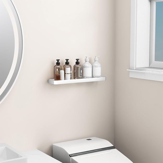 20 Inch Long Floating Shelf, Clear Tempered Glass Wall Shelf with Matte Silver Aluminum Frame - Spacious and Stylish Storage for Your Home