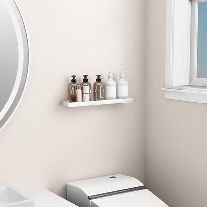 20 Inch Long Floating Shelf, Clear Tempered Glass Wall Shelf with Matte Silver Aluminum Frame - Spacious and Stylish Storage for Your Home