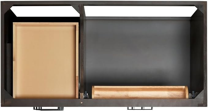 ARIEL Hepburn 42-inch Bathroom Vanity Base Cabinet,Solid Wood, 2 Soft Closing Doors, 5 Dovetail Drawers, Brown Oak