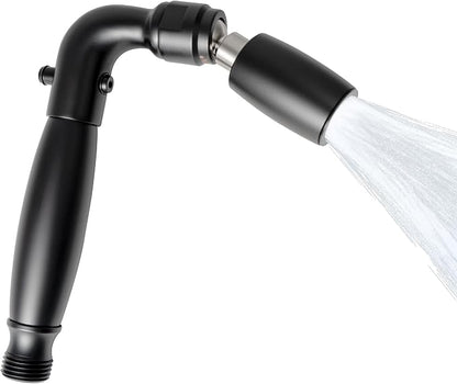 High Sierra® Solid Lead-Free Metal Handheld Shower Head, Built-in Trickle Valve, Patented single Nozzle Never Clogs. Shower Hose and Holder Not Included. High Pressure 2.0 GPM. Matte Black