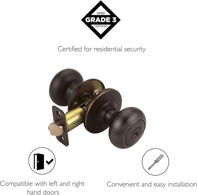 Design House 753467 Cambridge 2-Way Latch Entry Door Knob, Oil Rubbed Bronze