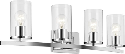 Kichler Crosby 31.25" 4-Light Vanity Light with Clear Glass in Chrome, for Bathroom, (31.25 x 8.75), 45498CHCLR