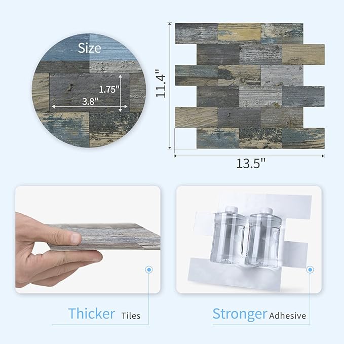 Art3d 5-Sheet (Pack of 5) Wall Panel Rustic Wood, Rustic Baywood
