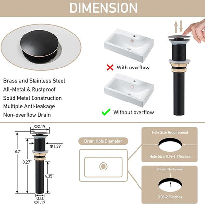 LED Bathroom Sink Faucet, Matte Black Waterfall Single Hole Handle Vanity Faucets for Sinks 1 Hole with Metal Pop Up Drain and 2 Water Supply Lines, Side Handle