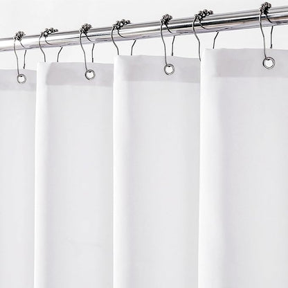 Felisa Long Waterproof Fabric Shower Curtain Liner with 3 Large Magnets,72 x 75 inches Hotel Quality & Soft Cloth Shower Curtain,Washable White Shower Curtain for Bathroom