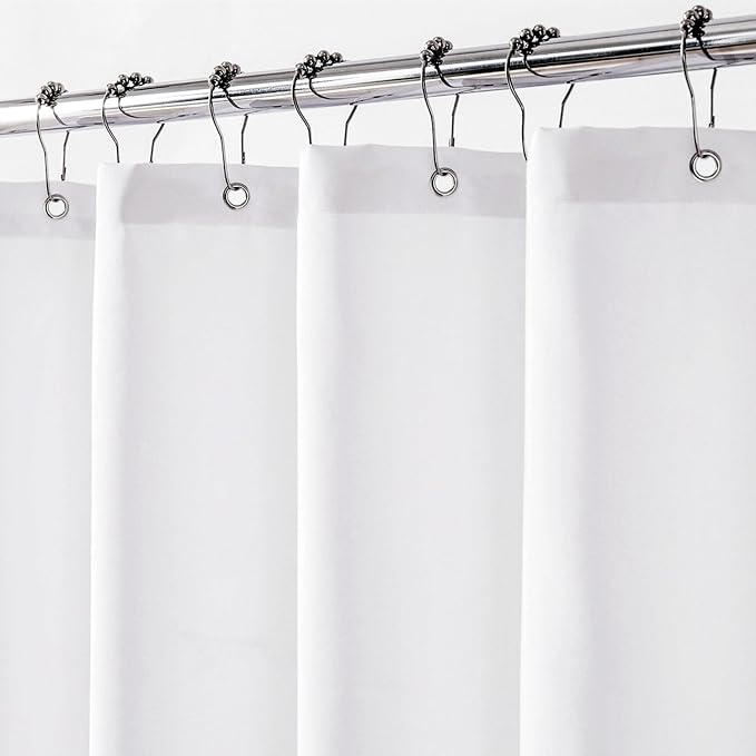 Felisa Extra Long Waterproof Fabric Shower Curtain Liner with 3 Large Magnets,72 x 76 inches Hotel Quality & Soft Cloth Shower Curtain,Washable White Shower Curtain for Bathroom