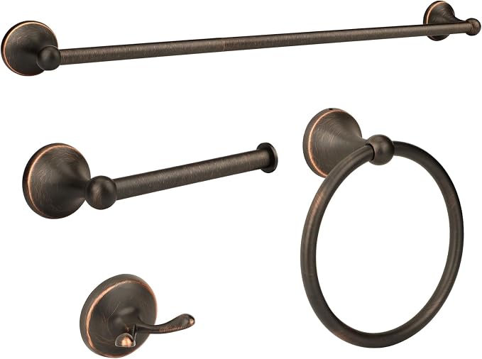 4 Piece Antique Bathroom Hardware Accessories Set Oil Rubbed Bronze,24 Inch Towel Bar Set,Towel Rack Set,Bathroom Towel Holder Set