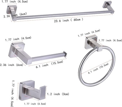 5 Piece Bathroom Hardware Accessories Set Brushed Nickel,24 Inch Towel Bar Set,Towel Rack Set,Bathroom Towel Holder Set