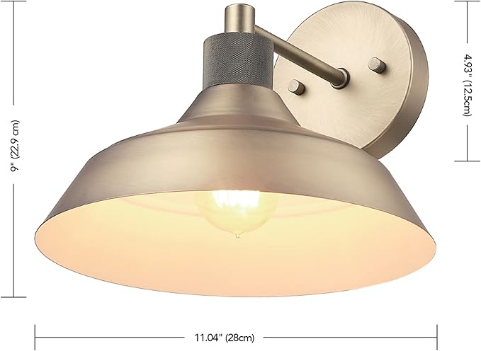GLOBE Electric 44841 Sutton Outdoor Wall Sconce, Matte Brass Light Fixture, Front Porch Light or Outdoor Barn Light, Exterior Light Fixture, Textured Socket Detail, Modern Farmhouse Porch Lights, 9''