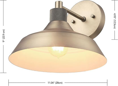 GLOBE Electric 44841 Sutton Outdoor Wall Sconce, Matte Brass Light Fixture, Front Porch Light or Outdoor Barn Light, Exterior Light Fixture, Textured Socket Detail, Modern Farmhouse Porch Lights, 9''