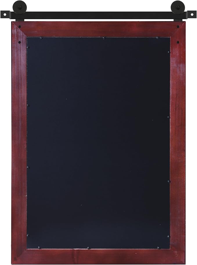 COGOOD Farmhouse Bathroom Mirrors for Over Sink - 30 x 22 Espresso | Rustic Barn Door Wood Framed Vanity Mirror for Entryway, Living Room, Bedroom, Dresser Wall Decor