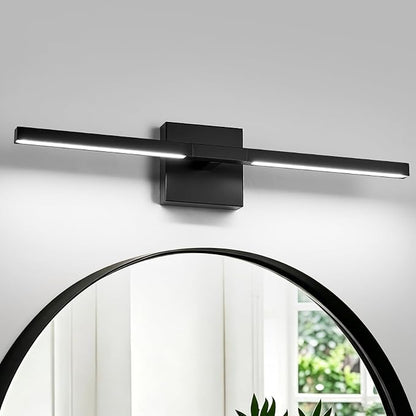 Black Bathroom Vanity Light, 24 Inch LED Light Bar Over Mirror | Modern Bathroom Light Fixture Over Mirror for Vanity, 360° Rotatable Dimmable LED Wall Mounted Lighting, ETL Certified