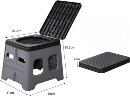 Folding Toilet with Lid,Travel Potty Plastic for Adults Grey | Portable toilet for Adults Camping Foldable RV Potty