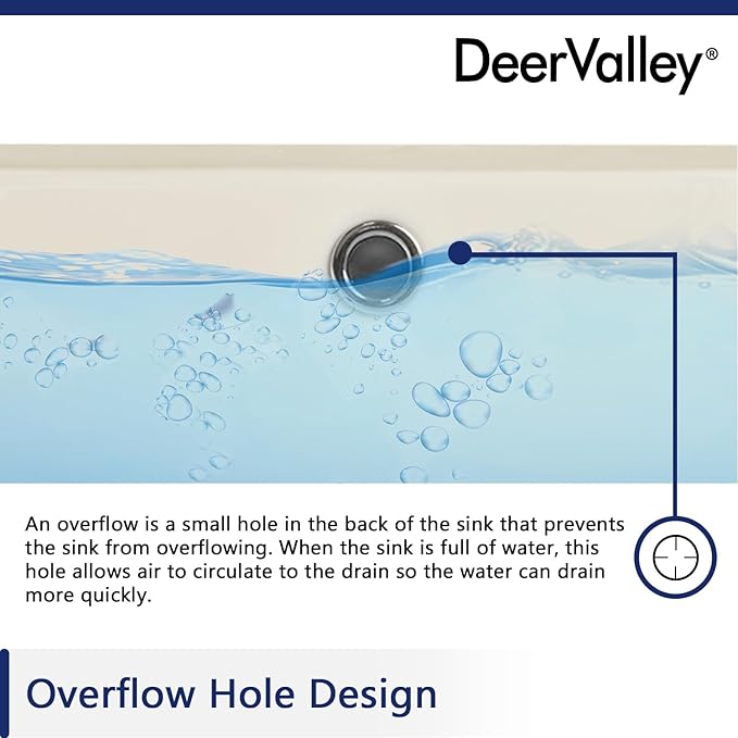 DeerValley DV-1U0085 Ally Rectangular Undermount Bathroom Sink 21'' x 15'' inch Vitreous China Bathroom Undermount Sink with Overflow, Bone