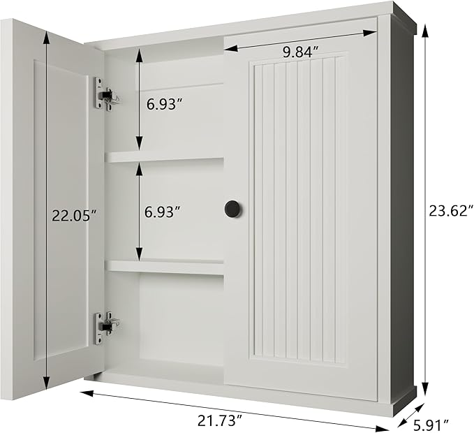 Waterproof WPC Wall-Mounted Bathroom Wall Cabinet Over the Toilet Storage Cabinet with Adjustable Shelves, Medicine Cabinet for Bathroom
