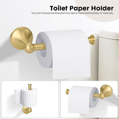 4 Piece Antique Bathroom Hardware Accessories Set Brushed Gold,24 Inch Towel Bar Set,Towel Rack Set,Bathroom Towel Holder Set