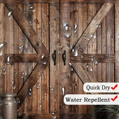 Rustic Barn Door Shower Curtain Set for Bathroom, Farmhouse Western Bathroom Decor Curtains, Vintage Countryside Brown Wood Board Waterproof Fabric Bath Curtains with Hooks 70 x72 inch