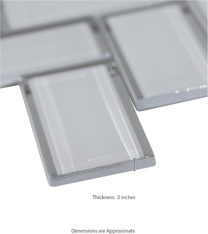 MSI Ice Bevel Herringbone Glass Tile for Kitchen Backsplash, Wall for Bathroom, Accent Wall, and Shower Tile
