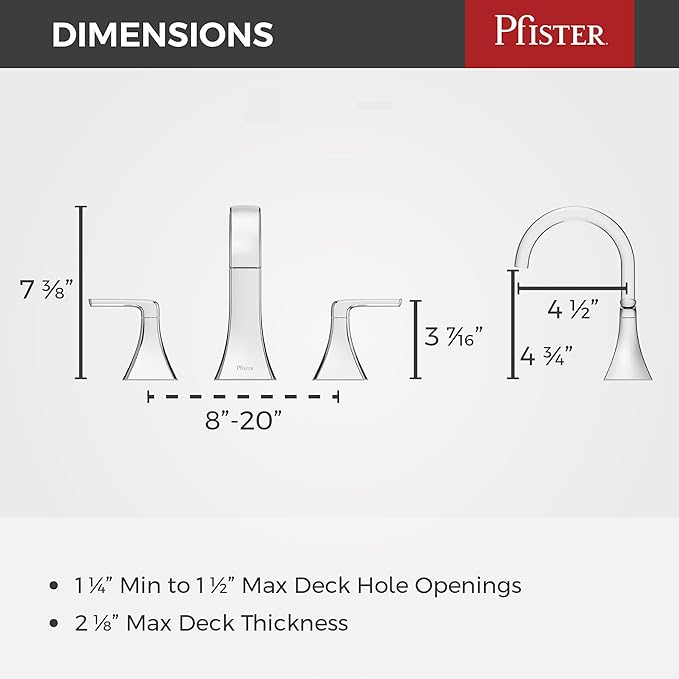 Pfister Bruxie Bathroom Sink Faucet, 8-Inch Widespread, 2-Handle, 3-Hole, NSF Certified, Polished Chrome Finish, LF049BIEC