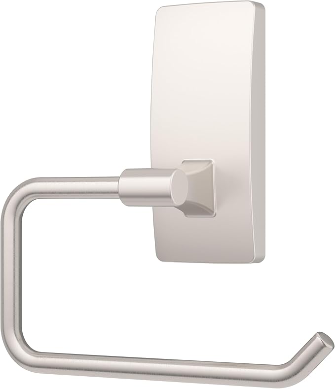 Command Toilet Paper Holder Satin Nickel with Water Resistant Command Strips, Rust Resistant Bathroom Organizer
