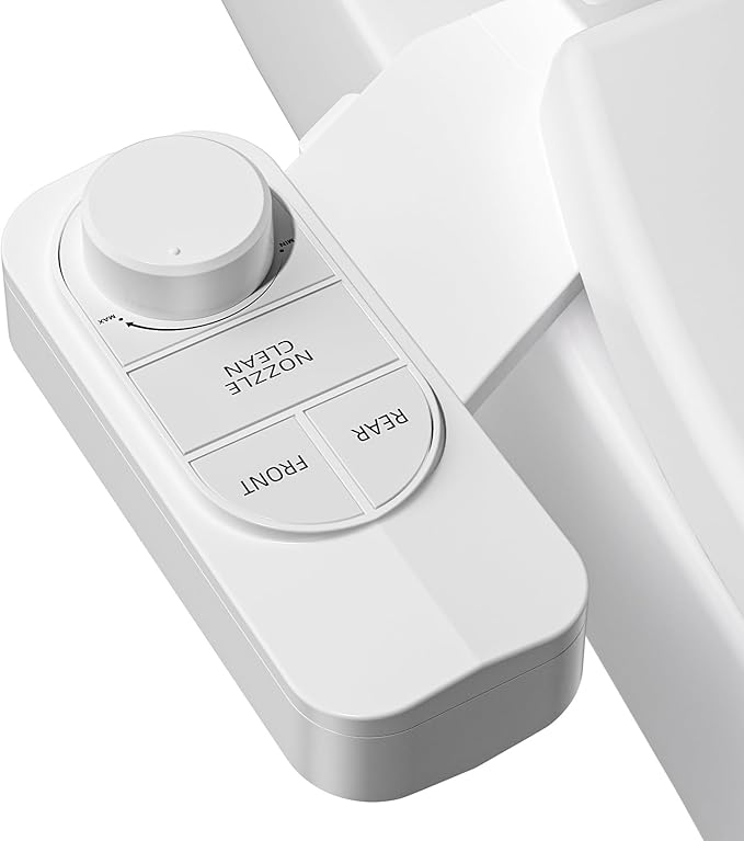 SAMODRA Non-Electric Bidet - Self Cleaning Dual Nozzle (Frontal and Rear Wash) Fresh Water Bidet Toilet Seat Attachment with Independent Adjustable Water Pressure (Classic White)