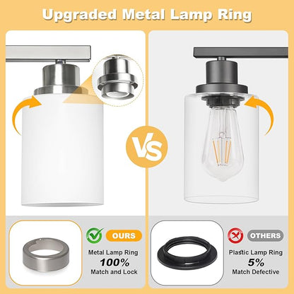 Unicozin 4-Light Bathroom Light Fixtures, Modern Brushed Nickel Vanity Light Over Mirror, Wall Sconces with Milky White Glass Shades for Living Room Bedroom Hallway E26 Base