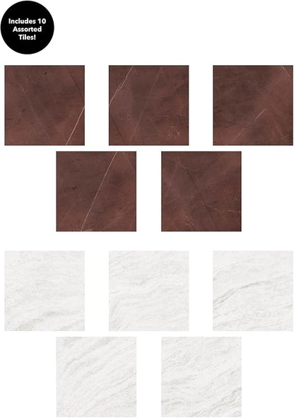 FloorPops x Chris Loves Julia Bonneville Oxblood Peel and Stick Floor Tiles, FP6333