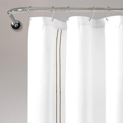 Lush Decor Hotel Collection Shower Curtain Single 72" W x 72" L White & Wheat - White Shower Curtains for Bathroom - Bathroom Curtain - Modern Decor