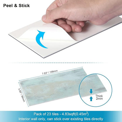 BeNice Peel and Stick Tile Backsplash Bathroom Califonia Blue 23pcs