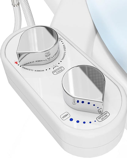CLEAR REAR Bidet Attachment for Toilet Seat - Non-Electric with Self Cleaning Dual Nozzles, Leak Proof Connectors, Adjustable Water Spray, Rear & Feminine Wash - Hygienic Bathroom Upgrades