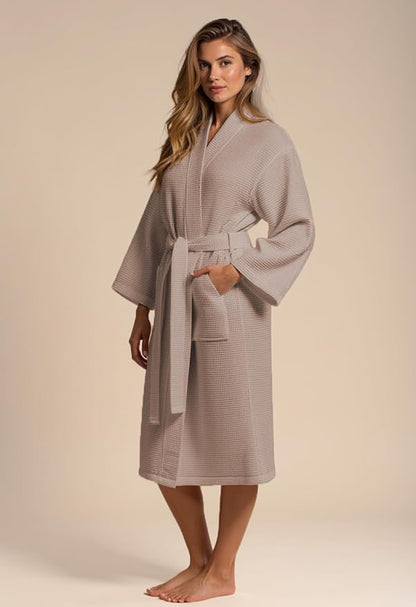 Turquaz Womens Lightweight Waffle Kimono Bathrobe for Men - Soft Quick-Dry Spa & Summer Towel Robe, Cotton Blend